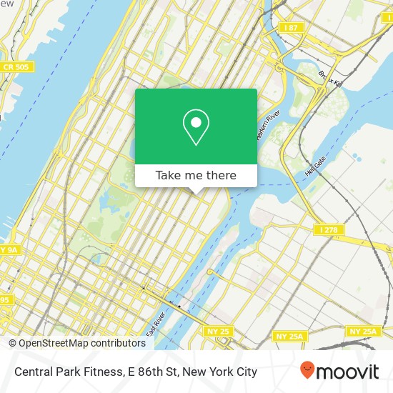 Mapa de Central Park Fitness, E 86th St