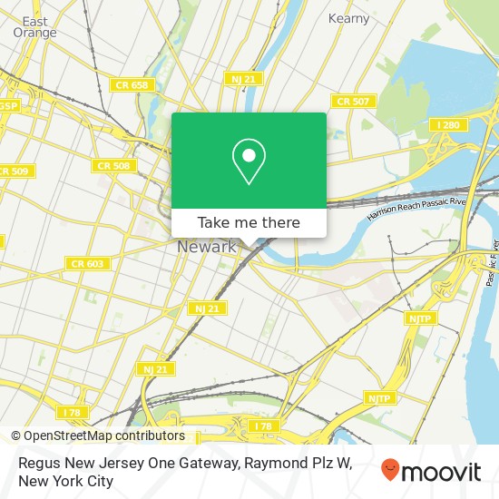 Regus New Jersey One Gateway, Raymond Plz W map