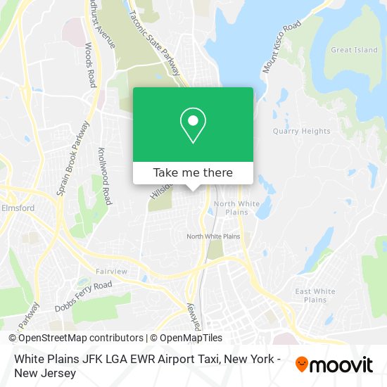 Mapa de White Plains JFK LGA EWR Airport Taxi