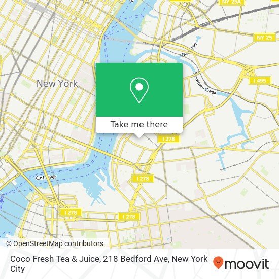 Mapa de Coco Fresh Tea & Juice, 218 Bedford Ave