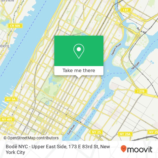 Bodē NYC - Upper East Side, 173 E 83rd St map
