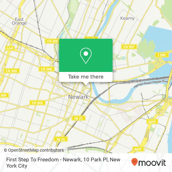 First Step To Freedom - Newark, 10 Park Pl map