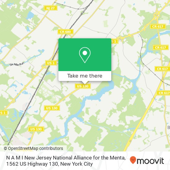 Mapa de N A M I New Jersey National Alliance for the Menta, 1562 US Highway 130