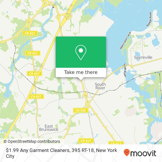 Mapa de $1.99 Any Garment Cleaners, 395 RT-18