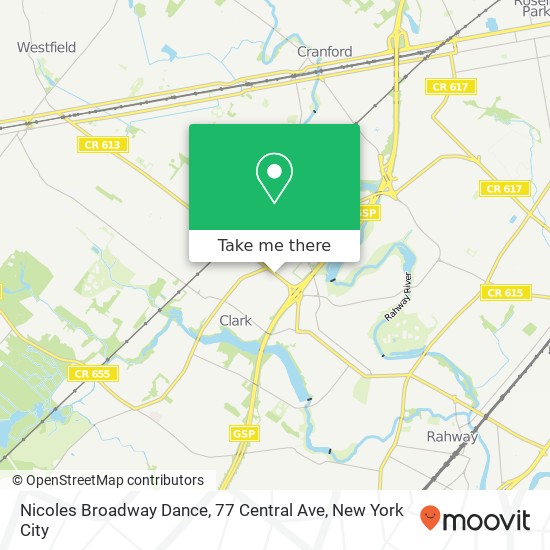 Mapa de Nicoles Broadway Dance, 77 Central Ave