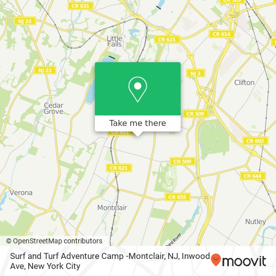 Surf and Turf Adventure Camp -Montclair, NJ, Inwood Ave map