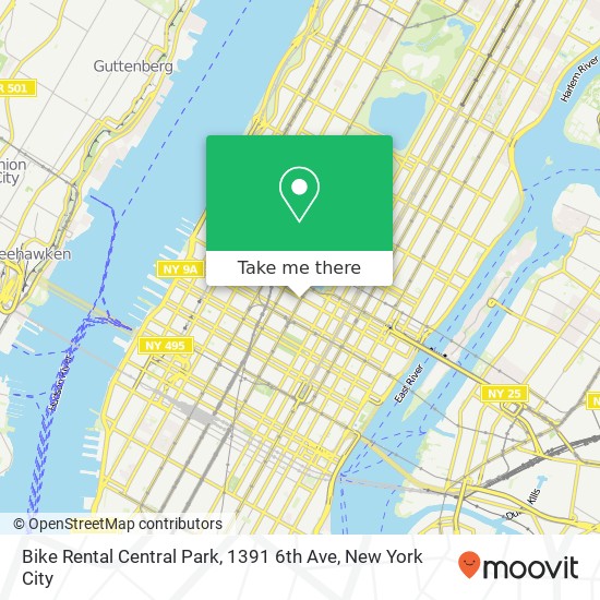 Bike Rental Central Park, 1391 6th Ave map