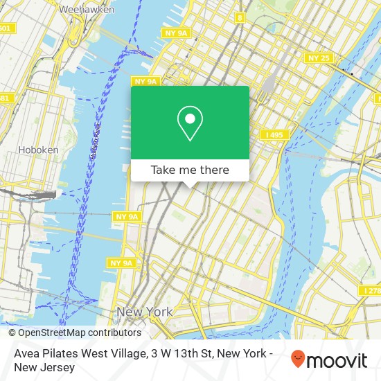 Mapa de Avea Pilates West Village, 3 W 13th St