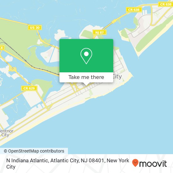 Mapa de N Indiana Atlantic, Atlantic City, NJ 08401