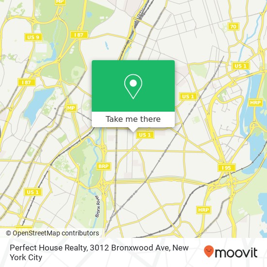 Mapa de Perfect House Realty, 3012 Bronxwood Ave