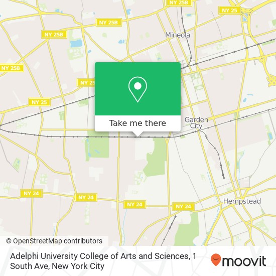 Mapa de Adelphi University College of Arts and Sciences, 1 South Ave