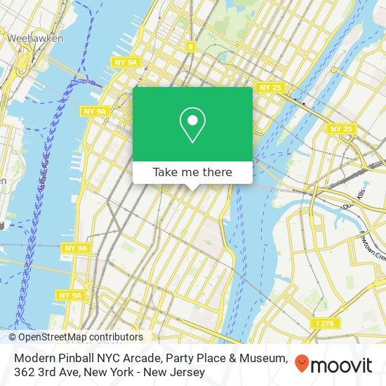 Modern Pinball NYC Arcade, Party Place & Museum, 362 3rd Ave map
