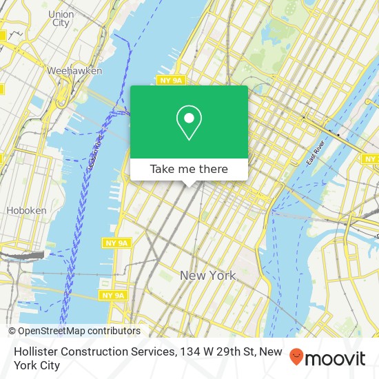 Mapa de Hollister Construction Services, 134 W 29th St