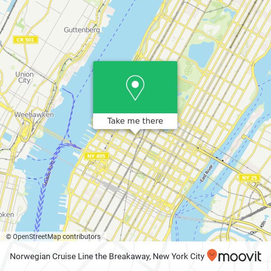 Norwegian Cruise Line the Breakaway map