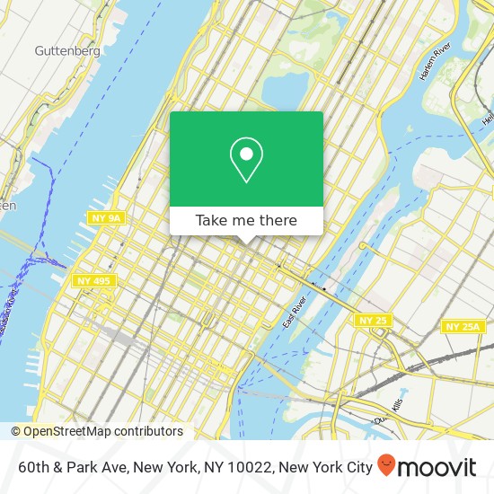 60th & Park Ave, New York, NY 10022 map