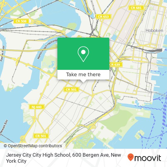 Mapa de Jersey City City High School, 600 Bergen Ave