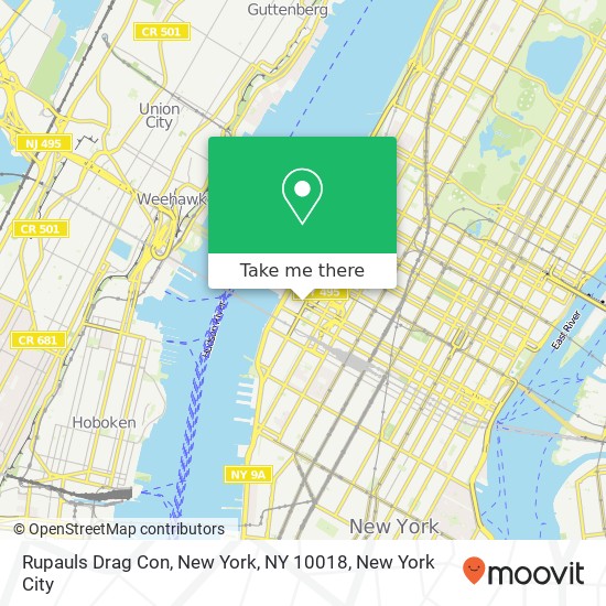 Mapa de Rupauls Drag Con, New York, NY 10018