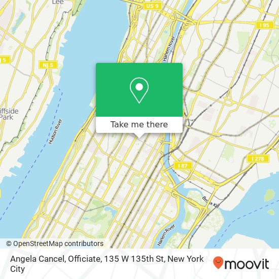 Mapa de Angela Cancel, Officiate, 135 W 135th St