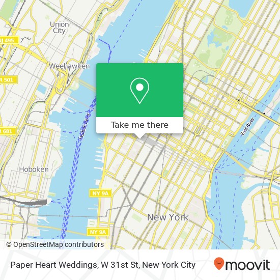 Mapa de Paper Heart Weddings, W 31st St