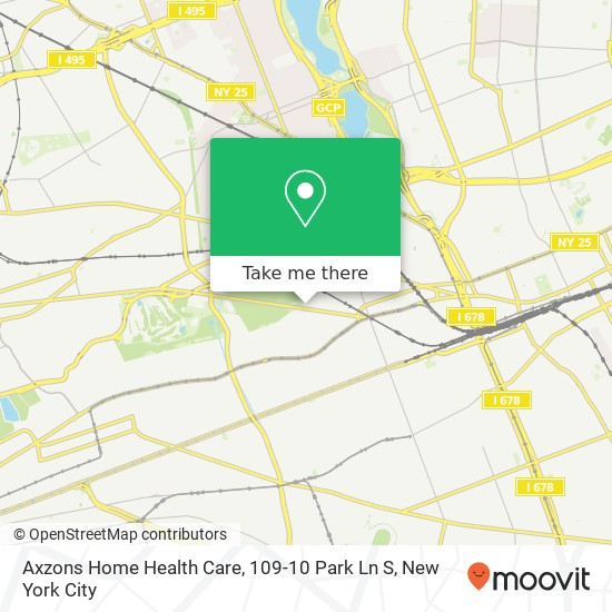 Mapa de Axzons Home Health Care, 109-10 Park Ln S