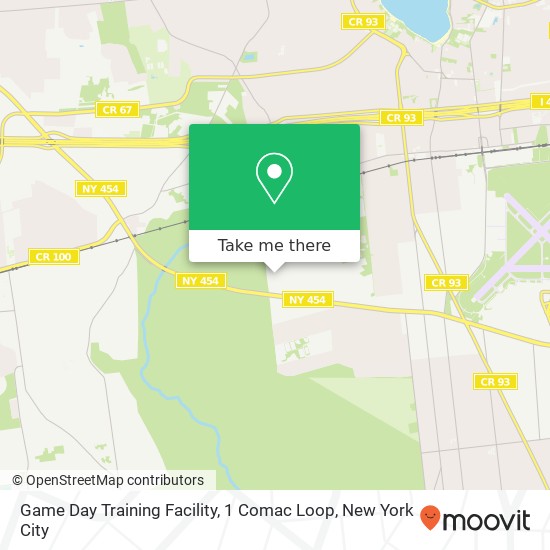 Mapa de Game Day Training Facility, 1 Comac Loop