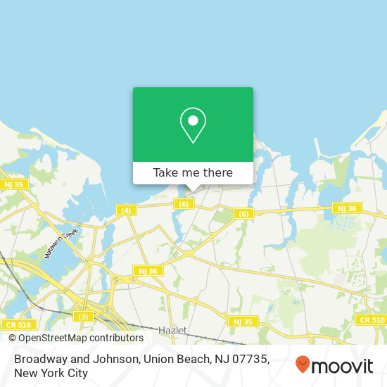 Mapa de Broadway and Johnson, Union Beach, NJ 07735