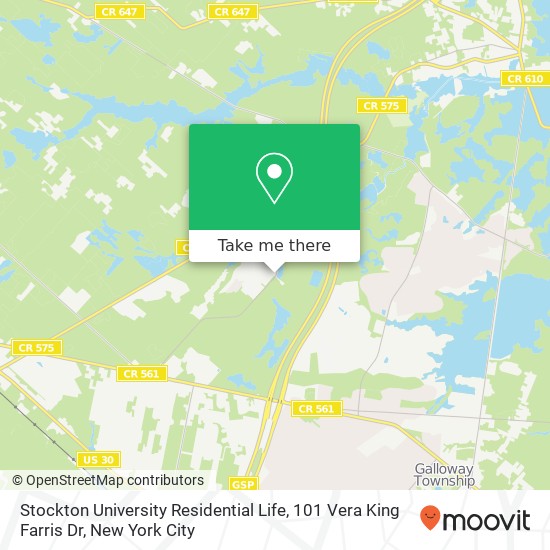 Stockton University Residential Life, 101 Vera King Farris Dr map