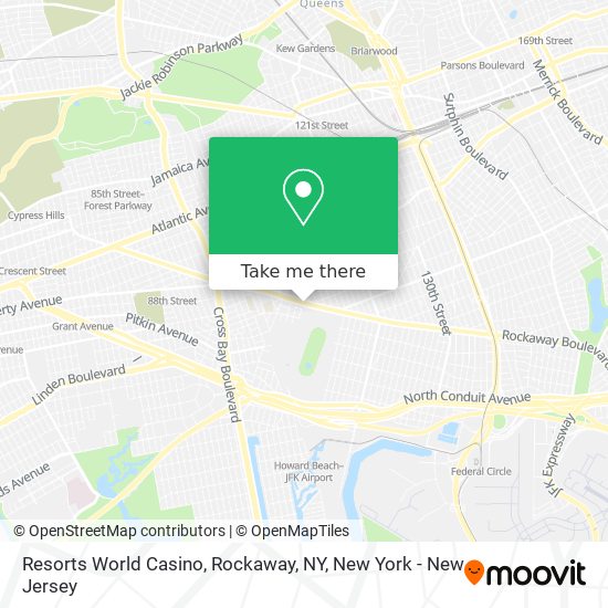 Resorts World Casino, Rockaway, NY map
