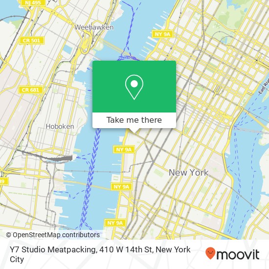 Mapa de Y7 Studio Meatpacking, 410 W 14th St