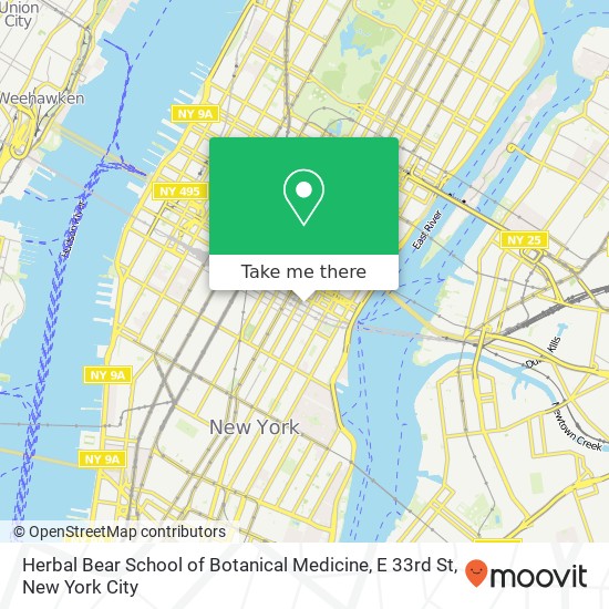 Mapa de Herbal Bear School of Botanical Medicine, E 33rd St