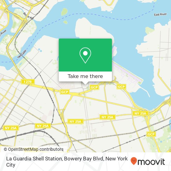 Mapa de La Guardia Shell Station, Bowery Bay Blvd