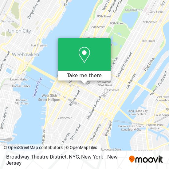 Mapa de Broadway Theatre District, NYC