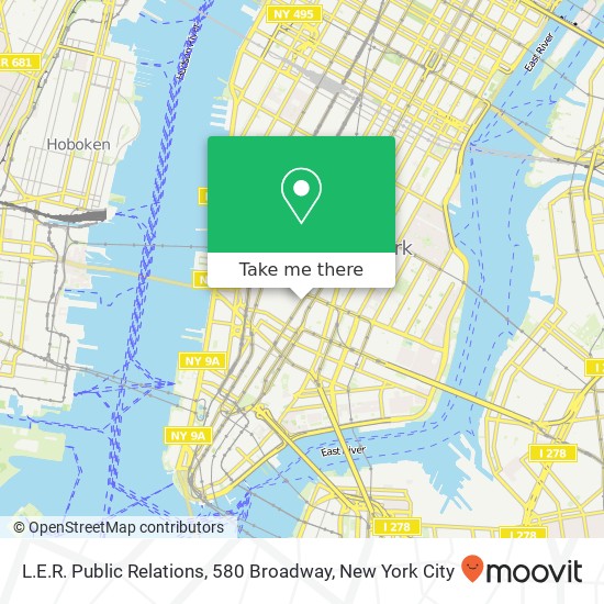 Mapa de L.E.R. Public Relations, 580 Broadway