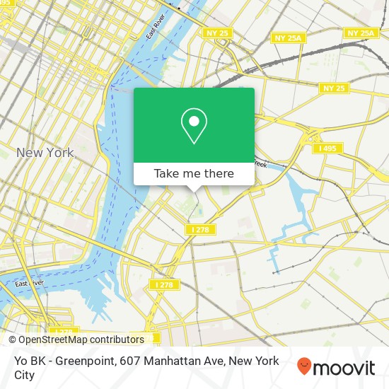Yo BK - Greenpoint, 607 Manhattan Ave map