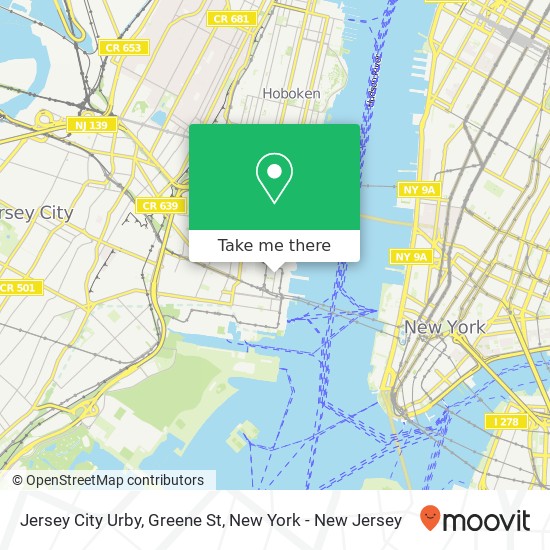 Mapa de Jersey City Urby, Greene St