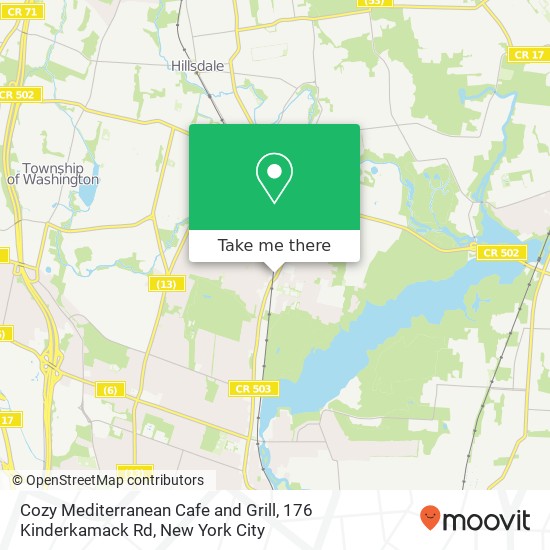 Mapa de Cozy Mediterranean Cafe and Grill, 176 Kinderkamack Rd