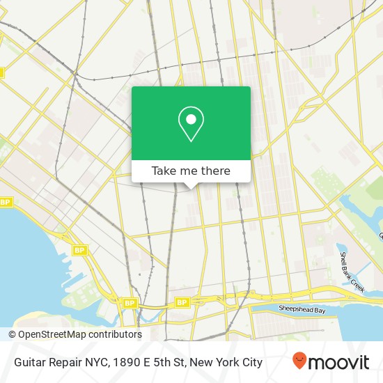 Mapa de Guitar Repair NYC, 1890 E 5th St