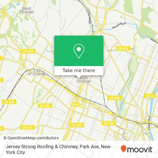 Mapa de Jersey Strong Roofing & Chimney, Park Ave