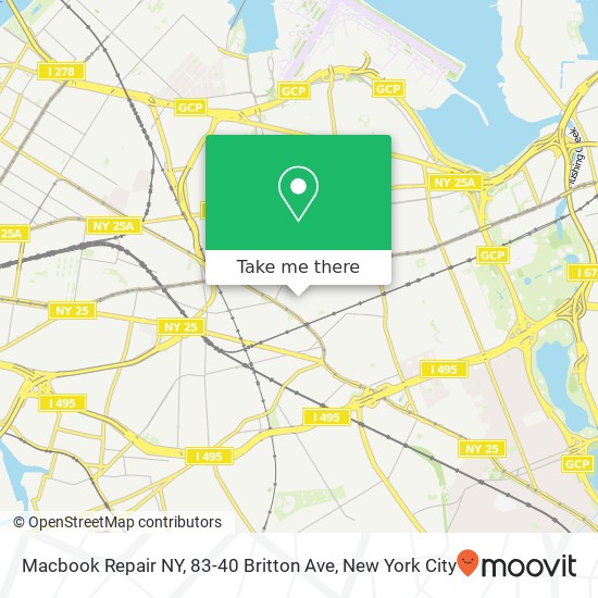 Mapa de Macbook Repair NY, 83-40 Britton Ave