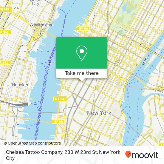 Mapa de Chelsea Tattoo Company, 230 W 23rd St