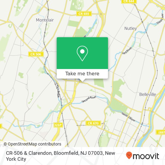 Mapa de CR-506 & Clarendon, Bloomfield, NJ 07003