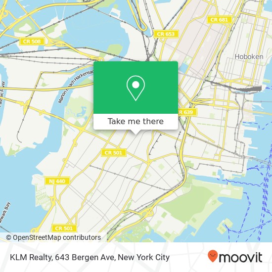 Mapa de KLM Realty, 643 Bergen Ave