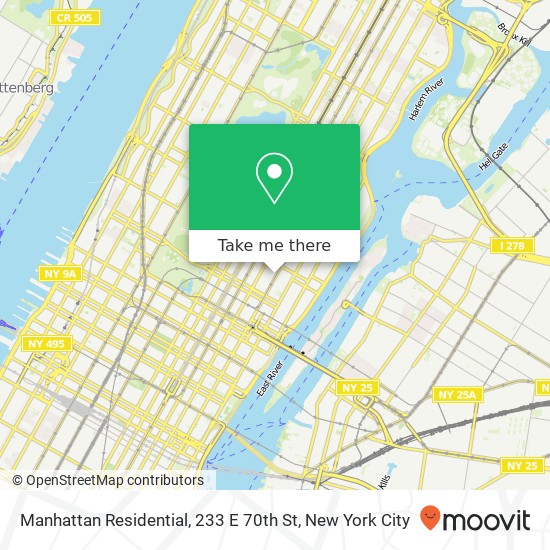 Manhattan Residential, 233 E 70th St map