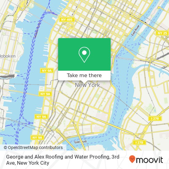 George and Alex Roofing and Water Proofing, 3rd Ave map