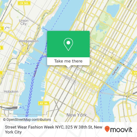 Mapa de Street Wear Fashion Week NYC, 325 W 38th St