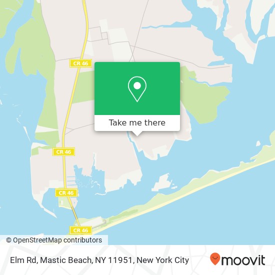 Mapa de Elm Rd, Mastic Beach, NY 11951