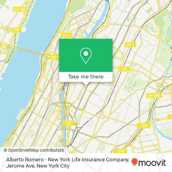 Alberto Romero - New York Life Insurance Company, Jerome Ave map