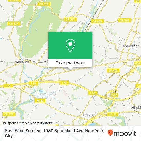 Mapa de East Wind Surgical, 1980 Springfield Ave