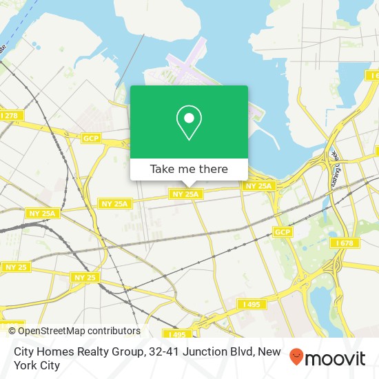 Mapa de City Homes Realty Group, 32-41 Junction Blvd