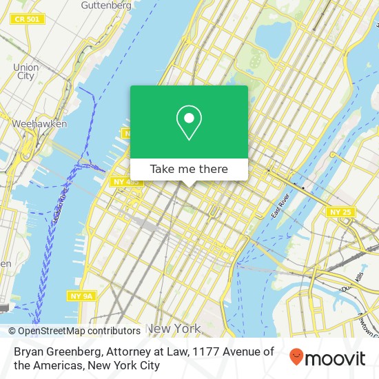 Mapa de Bryan Greenberg, Attorney at Law, 1177 Avenue of the Americas